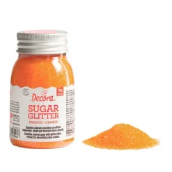 Azúcar brillante naranja 100 g - Decora