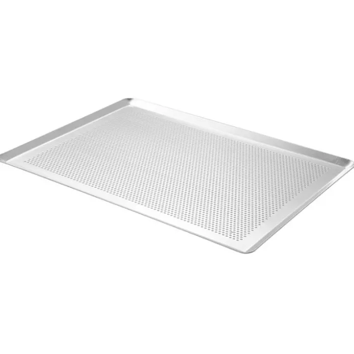 Bandeja de aluminio perforada rectangular con bordes 39,5 cm - De Buyer