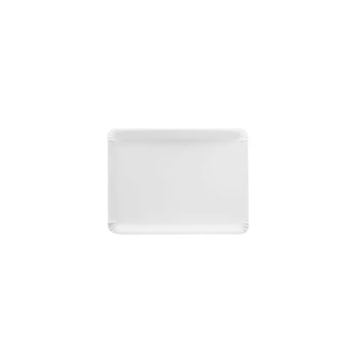 Bandeja de cartón estucada blanca 10,5 x 17,5 cm