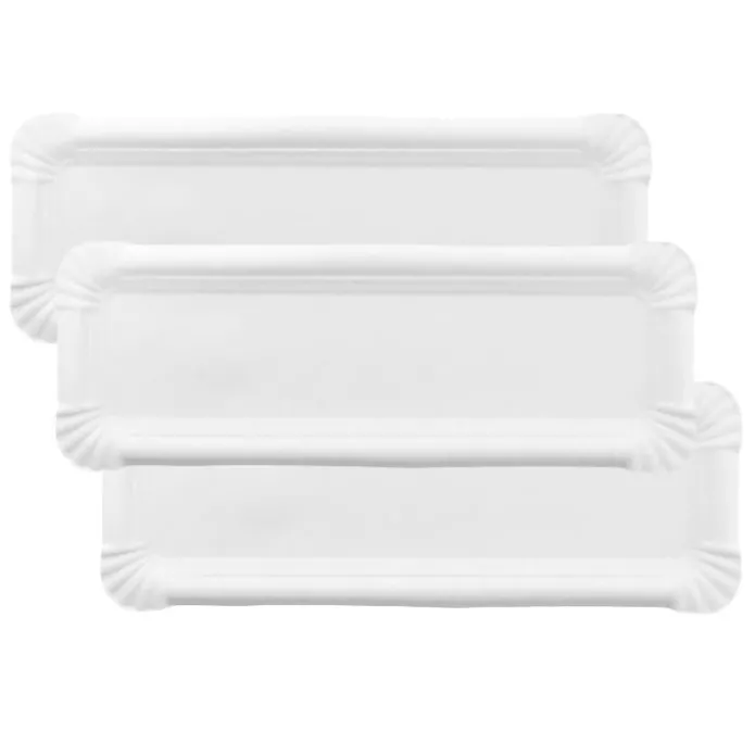 Bandejas de cartón estucadas blancas 12,5 x 38 cm (100)