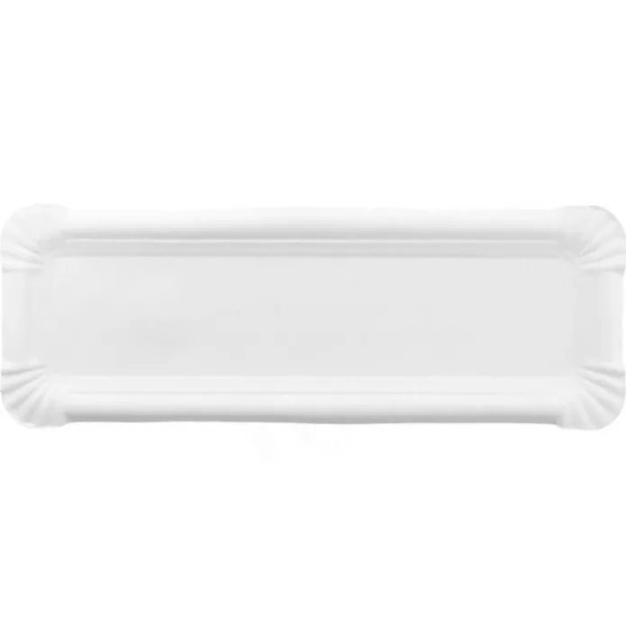 Bandejas de cartón estucadas blancas 12,5 x 38 cm (100)