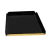 Base cuadrada negra y dorada con borde 24,8 x 24,8 cm