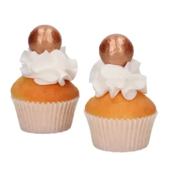 Bolas de chocolate con purpurina bronce (8) - Sin gluten - Funcakes