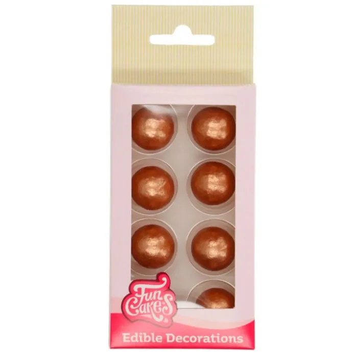 Bolas de chocolate con purpurina bronce (8) - Sin gluten - Funcakes