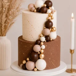 Bolas decorativas marrones, beige, blancas y doradas (32) - Azucren