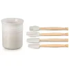 Bote con 4 espátulas Merengue - Cerámica de gres - Le Creuset