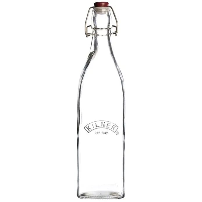 Botella de cristal cuadrada con cierre hermético 1 litro - Kilner