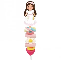 Brocheta de gominolas niña de Comunión morena