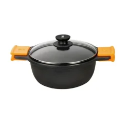 Cacerola antiadherente alta Efficient con tapa y asas 24 cm - Aluminio fundido - BRA
