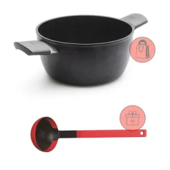 Cacerola antiadherente Saphir Eco Lite Inducción alta 20 cm - Aluminio fundido - Woll + REGALO cucharón