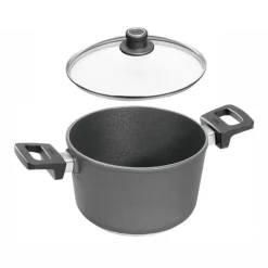 Cacerola antiadherente Titanium Nowo Inducción alta con tapa 24 cm - Aluminio fundido - Woll + REGALO paño