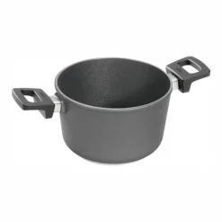 Cacerola antiadherente Titanium Nowo Inducción alta con tapa 24 cm - Aluminio fundido - Woll + REGALO paño