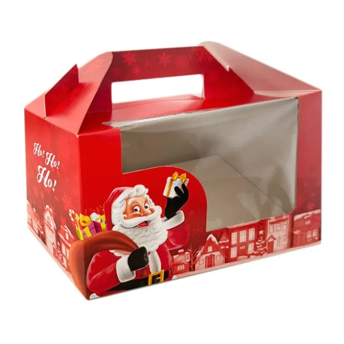 Caja con asa y ventana para dulces o galletas Picnic Papá Noel 22 x 12 x 14 cm