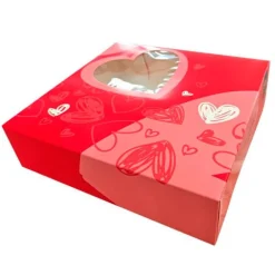 Caja corazones con ventana San Valentín 30 x 30 x 8 cm