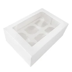 Caja 6 cupcakes blanca con ventana grande 23 x 16,5 x 9 cm - House of Marie