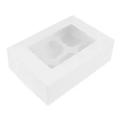 Caja 6 cupcakes blanca con ventana 24,3 x 16,5 x 7,3 cm
