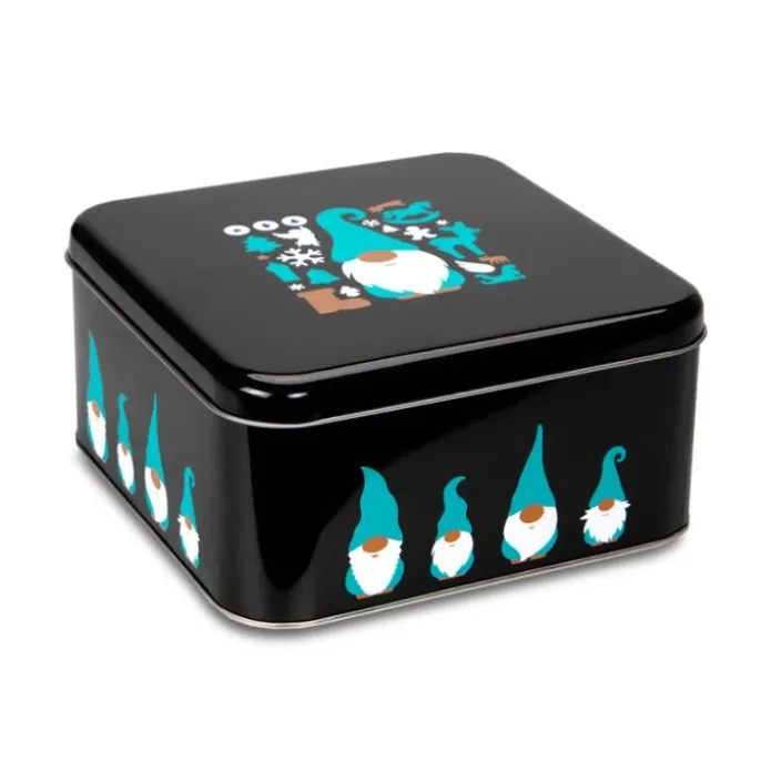 Caja de lata negra elfos de Navidad 16,5 x 16,5 x 8 cm - Städter