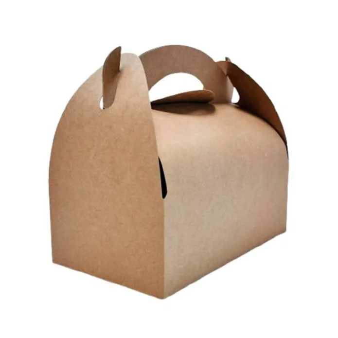 Caja kraft con asa para dulces o galletas Picnic 17 x 10 x 6 cm