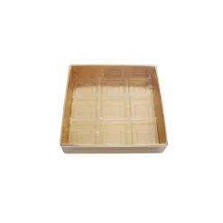 Caja para 9 bombones dorada con tapa y alveolos 12,5 cm