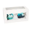 Caja para 2 cupcakes blanca con ventana 20,3 x 10 x 10 cm - Funcakes