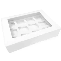 Caja para 12 cupcakes blanca con ventana 33 x 24 x 7,5 cm