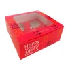 Caja para 4 cupcakes con ventana San Valentín 18 x 18 x 7,5 cm - Pastry Colours