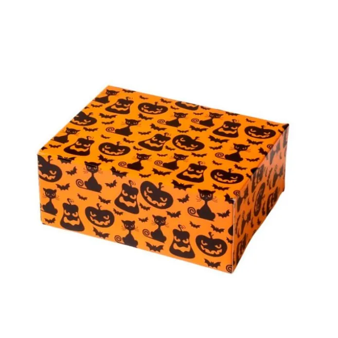 Caja para dulces o galletas naranja Halloween 18 x 13,5 x 7,5 cm - Decora