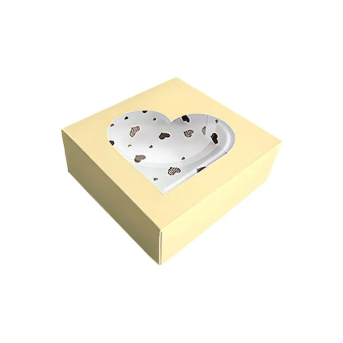 Caja para galletas corazones champán San Valentín 14 x 14 x 5 cm - Pastkolor