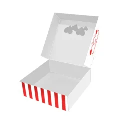 Caja para galletas rayas rojas corazones San Valentín 14 cm - Pastkolor