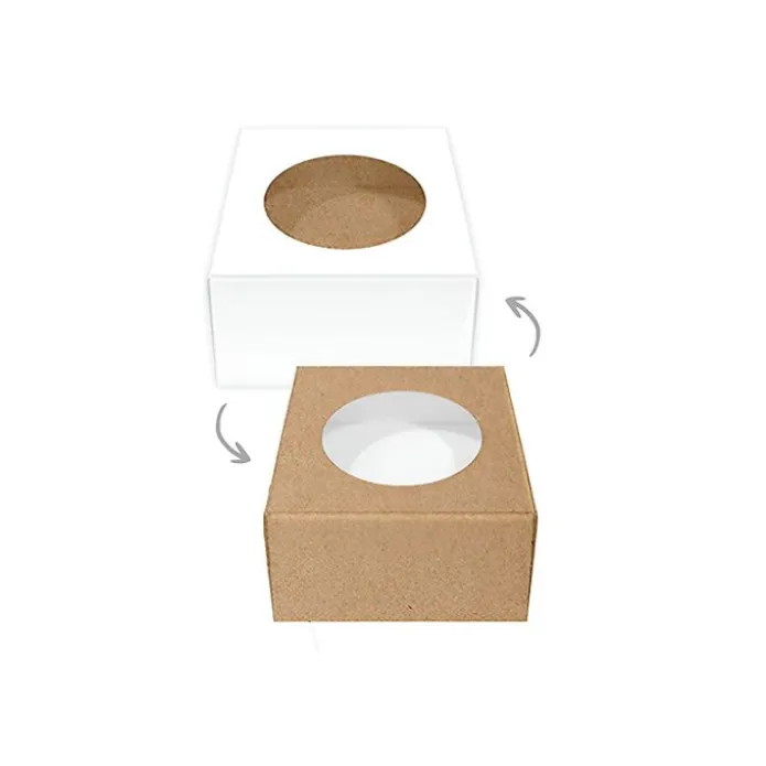 Caja para galletas reversible kraft-blanca 7,5 x 7,5 x 4 cm - Pastkolor