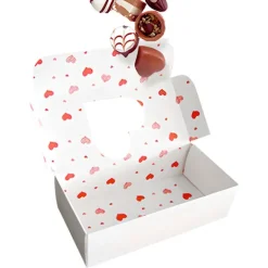 Caja para galletas reversible blanca-corazones 18 x 9 x 5 cm - Pastkolor