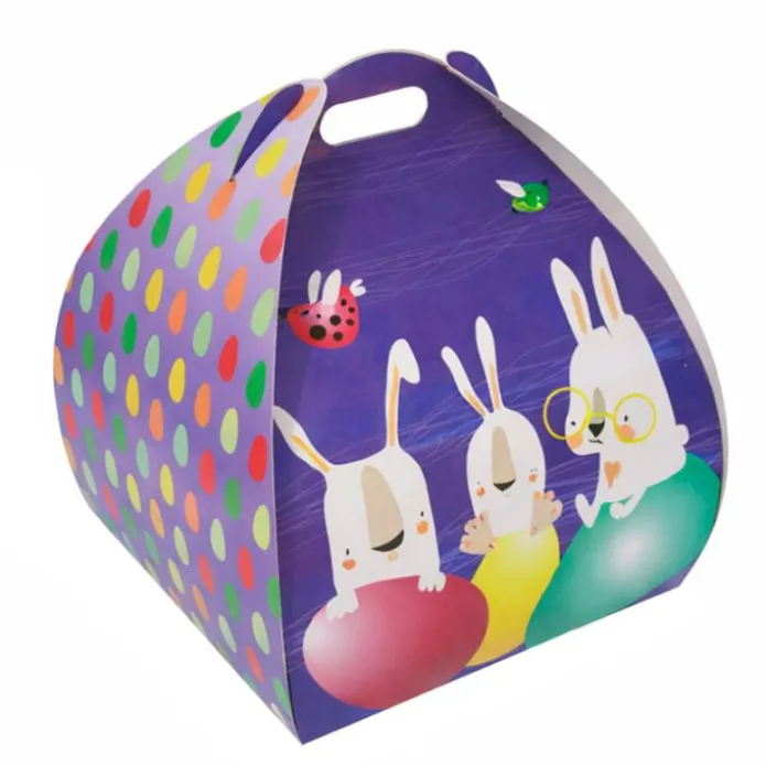 Caja para monas de Pascua morada conejitos 28 x 28 x 35 cm