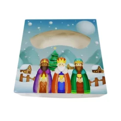 Caja para roscón de Reyes paisaje nevado 23 x 23 x 8 cm