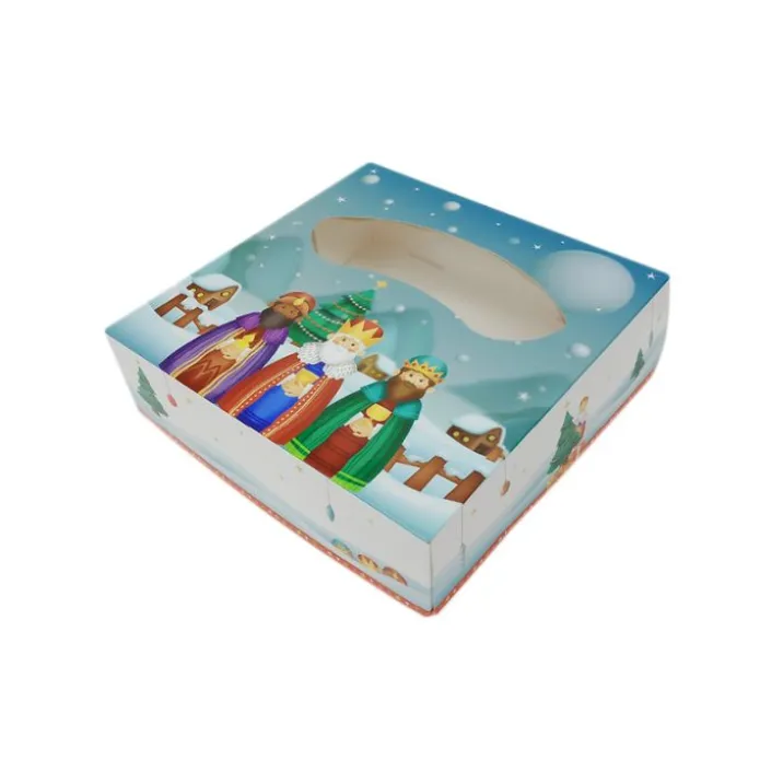 Caja para roscón de Reyes paisaje nevado 23 x 23 x 8 cm