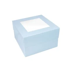 Caja para tarta azul bebé con ventana 20,3 x 20,3 x 15,2 cm