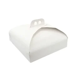 Caja para tarta blanca con asa 24 x 24 x 13 cm