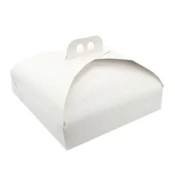 Caja para tarta blanca con asa 28 x 28 x 14 cm
