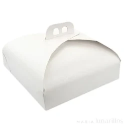 Caja para tarta blanca con asa 33 x 33 x 7 cm
