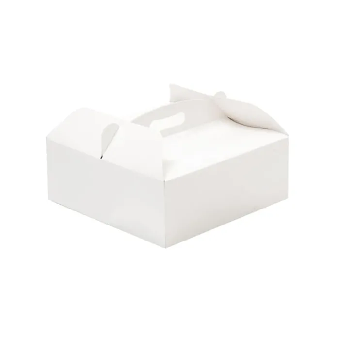 Caja para tarta blanca con asa 23 x 23 x 10 cm - Decora