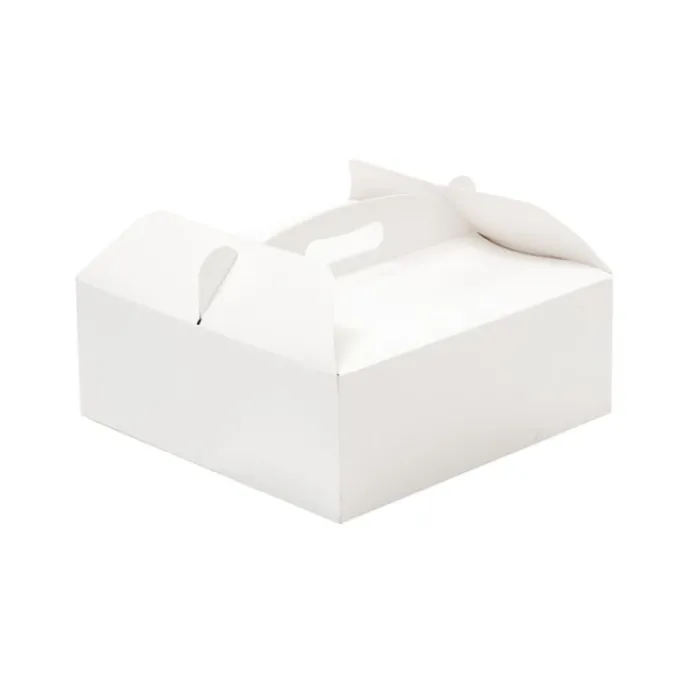 Caja para tarta blanca con asa 26 x 26 x 10 cm - Decora