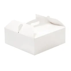 Caja para tarta blanca con asa 31 x 31 x 12 cm - Decora