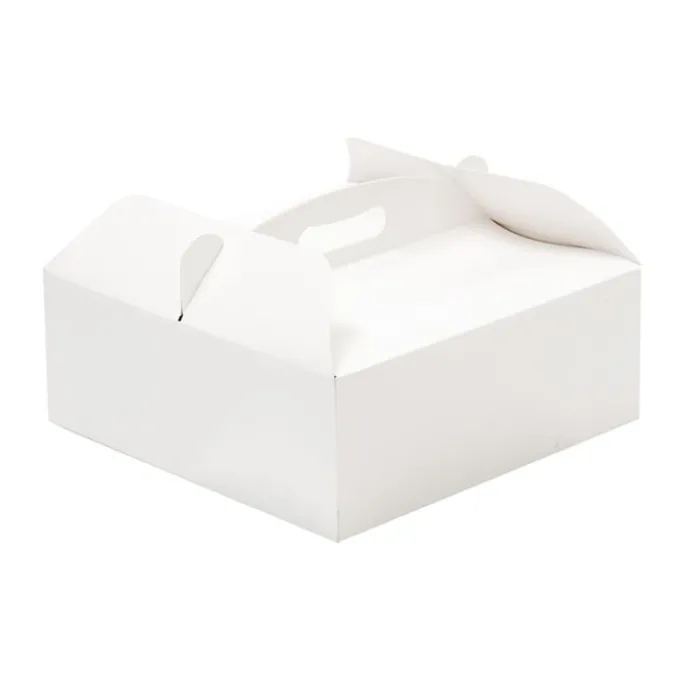 Caja para tarta blanca con asa 31 x 31 x 12 cm - Decora