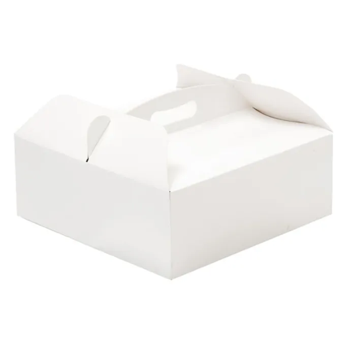 Caja para tarta blanca con asa 33,5 x 33,5 x 12 cm - Decora