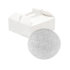 Caja para tarta blanca con asa y cake drum 23 x 23 x 10 cm - Decora