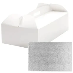 Caja para tarta blanca con asa y cake drum 36 x 21 x 12 cm - Decora