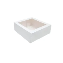 Caja para tarta blanca con ventana 20 x 20 x 9,5 cm