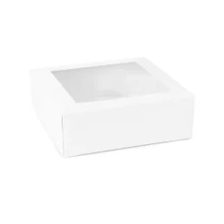 Caja para tarta blanca con ventana 24 x 24 x 9,5 cm