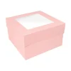 Caja para tarta rosa bebé con ventana 30,4 x 30,4 x 15,2 cm