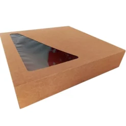 Caja para tartas o roscón de reyes kraft con ventana 32 cm
