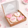 Caja reversible blanca-kraft ventana corazón 17 x 3,5 cm - Pastkolor
